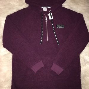 VS PINK Burgundy Sherpa Hoodie